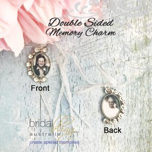 Remembering Grandparents at wedding, 2 photos memory charms for brides bouquets